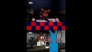 fnaf 5 AM at Freddys FNaF 2 version 3D vs 2D comparison shorts [upl. by Idnil190]