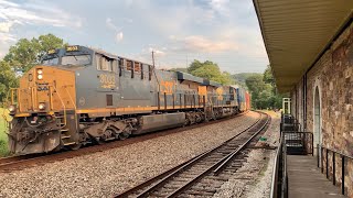 Fast Train On Banked Curve Passing Train Station In Ringgold Georgia Tunnel Hill Ga CSX Trains [upl. by Prosperus848]