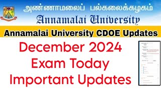 Annamalai University CDOE December 2024 Exam Information 👍 [upl. by Aiek]