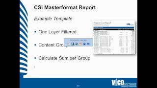 Creating a CSI Masterformat Cost Report in Vico Office [upl. by Limemann743]