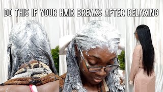 HOW TO KEEP YOUR HAIR LONG AND HEALTHY AFTER RELAXING  MY SECRET TIPS  RELAXER DAY ROUTINE [upl. by Norval]