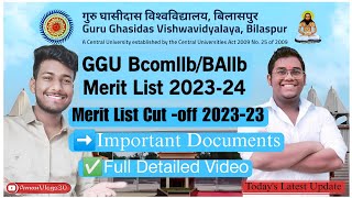 Merit list BallbBcomllb 202324  GGU Cutoff 202324  Ggu Consuling Process 2023 Law Department [upl. by Oidale911]