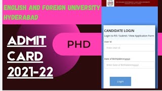 PhD EFLU ADMIT CARD 202122 [upl. by Aramac]