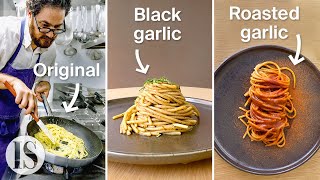 Aglio e olio originale vs aglio nero vs aglio arrostito con Luciano Monosilio [upl. by Ahtiekal592]