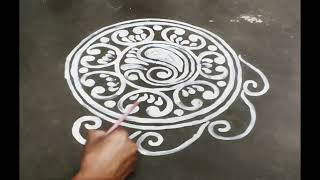 Simple round alpona designe for laxmi puja Beautiful alpona designe for festival alponadesign [upl. by Snider]