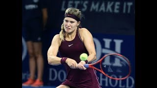 Eugenie Bouchard  2018 Luxembourg Open Day 4  Shot of the Day [upl. by Ardekahs]