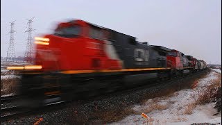 VERY FAST CN freight doing 68 MPH [upl. by Vachil]