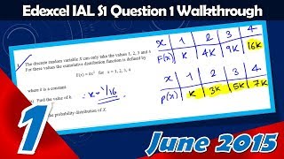 S1 Edexcel IAL June 2015  Question 1 Walkthrough  Probability amp Cumulative Distributions [upl. by Auhsaj]