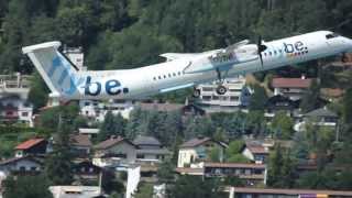 FlyBe Dash 8400 takeoff at Innsbruck Airport [upl. by Anrehs]