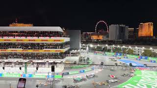 Race start at F1 Las Vegas GP 2023 from PG1 Grandstand [upl. by Anoli724]