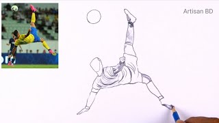 Cristiano Ronaldo Bicycle Kick Realistic Drawing Al Nassr cr7 [upl. by Ailegave400]