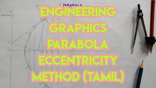 ENGINEERING GRAPHICS  PARABOLA  ECCENTRICITY METHOD  TAMILmathimeenaeee9221 [upl. by Ecerehs]