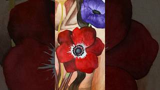 Red Anemone flower watercolour shorts watercolorflowerpainting [upl. by Eilla]