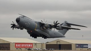 Airbus A400M Atlas C1 Royal Air Force RAF departure on Monday RIAT 2015 Airshow ZM402 [upl. by Giardap]