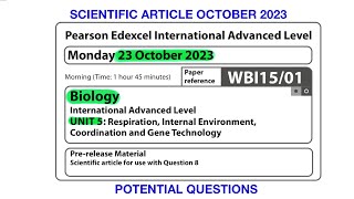 A level  Biology  unit 5  Edexcel  Scientific article  October  2023 [upl. by Ocsisnarf]