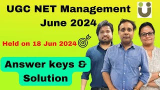 Answer Keys  UGC NET in Management  18 June 2024 Paper [upl. by Eissolf300]