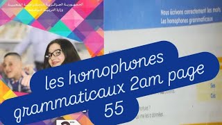 les homophones grammaticaux 2 année moyenne page 55كتاب مدرسي لغة فرنسية سنة ثانية متوسط صفحة 55 [upl. by Amlas]