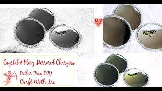 Dollar Tree DIY Mirror Bling And Crystal Chargers Craft With Me [upl. by Summer]