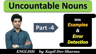 Uncountable Nouns in English  Noun and Number Part  4 English by Kapil Dev Sharma [upl. by Friedberg]