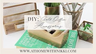 DIY GOLD OFFICE ACCESSORIES  HOW TO ORGANIZE YOUR OFFICE [upl. by Harned]