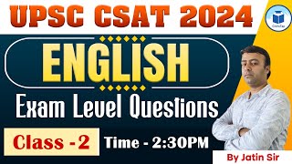 UPSC CSAT 2024  English  Exam Level Questions  Class 2  Civilstap [upl. by Anigroeg]