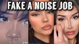 How to contour your nose easily  Fake nose job tutorial   Tik Tok compilation [upl. by Hole]