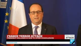 Attack in Nice French president François Hollande speaks in Nice [upl. by Goodkin696]