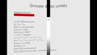 Structures algébriques partie 14  Groupe des unités [upl. by Femmine]