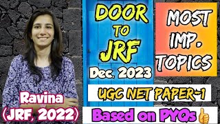 Revision Marathon UGC NET Paper1 Dec 2023  Door to JRF  Most Important Topics  UGC NET Paper1 [upl. by Dwaine]