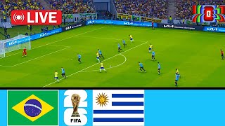 🔴LIVE  Brazil vs Uruguay FIFA World Cup 2026  Qualification South America  Full Match  PES PC [upl. by Hesper]