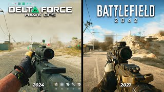 Delta Force Hawk Ops vs Battlefield 2042  Details and Physics Comparison [upl. by Eillat]