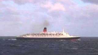 QE2 Tandem Crossing  her final Atlantic voyage viewed from Queen Mary 2 [upl. by Niveek]