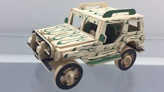 DIY Miniature JEEP  Woodcraft Construction Kit [upl. by Madai]