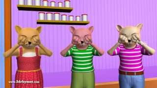 Three Little Kittens  3D Animation English Nursery rhyme for children with lyrics [upl. by Kroy]