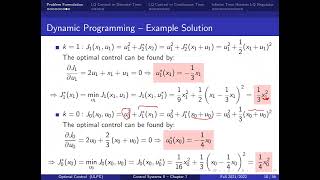 72 Optimal Control  LQ Control in DiscreteTime [upl. by Theadora290]