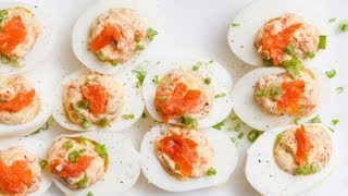 Smoked Salmon Deviled Eggs  SAM THE COOKING GUY [upl. by Mariette]