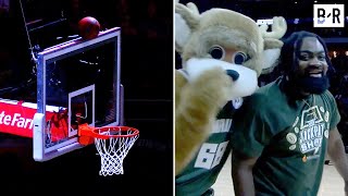 Bucks Fan Makes Halfcourt Shot Off Top of the Backboard to Win 10K 🤯 [upl. by Olshausen878]