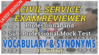 VOCABULARY SYNONYMS MOCK TEST  CIVIL SERVICE EXAM REVIEWER Professional amp SubProfessional 2025 2026 [upl. by Ahsercul831]