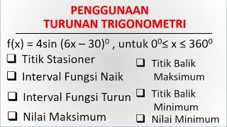 Titik stasioner fungsi trigonometri Sinus  fungsi naik turun titik balik maksimum dan minimum [upl. by Aguayo]