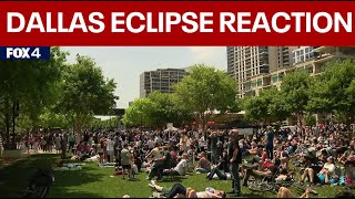 Solar Eclipse 2024 Crowd in Downtown Dallas reacts to totality [upl. by Yadnil]