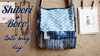 Recycle Jeans into Tote Bag Boro Shibori Sashiko style [upl. by Clava]