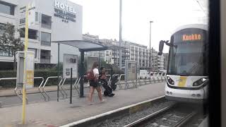 Kusttram CAF Urbos 100 entre Oostende Station et Middelkerke Casino [upl. by Ynattyrb]