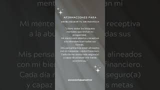 ✨Afirmaciones para Desbloquear tu Abundancia✨mentepositiva afirmaciones prosperidadfinanciera [upl. by Sirapal]