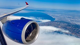 DELTA A350 ROARING OUT OF LOS ANGELES ENGINE AND WING VIEW DELTA AIRBUS 350900  W ATC AUDIO [upl. by Sihtam409]