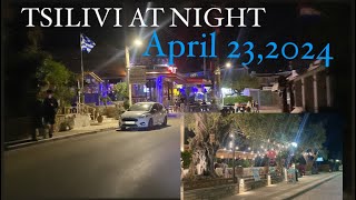 Tsilivi Zakynthos Island at Night time April 232024  Some Restaurants are already open [upl. by Arretnahs]