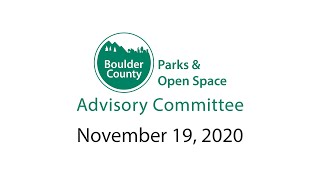 Parks amp Open Space Advisory Committee POSAC Meeting Nov 19 2020 [upl. by Saideman683]