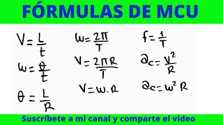 FÓRMULAS DE MCU MOVIMIENTO CIRCULAR UNIFORME [upl. by Nealey209]