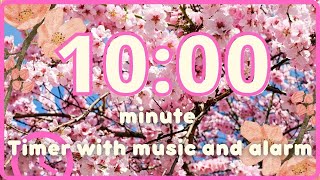 10 min Spring  Cherry Blossom Countdown Timer with Music and Alarm [upl. by Robi470]