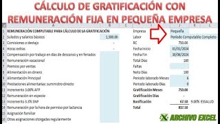 Cálculo de Gratificación con remuneración fija de pequeña empresa [upl. by Hawken]