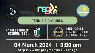 Tennis B Div Girls Raffles Girls School Secondary vs Methodist Girls School Secondary [upl. by Jarus694]